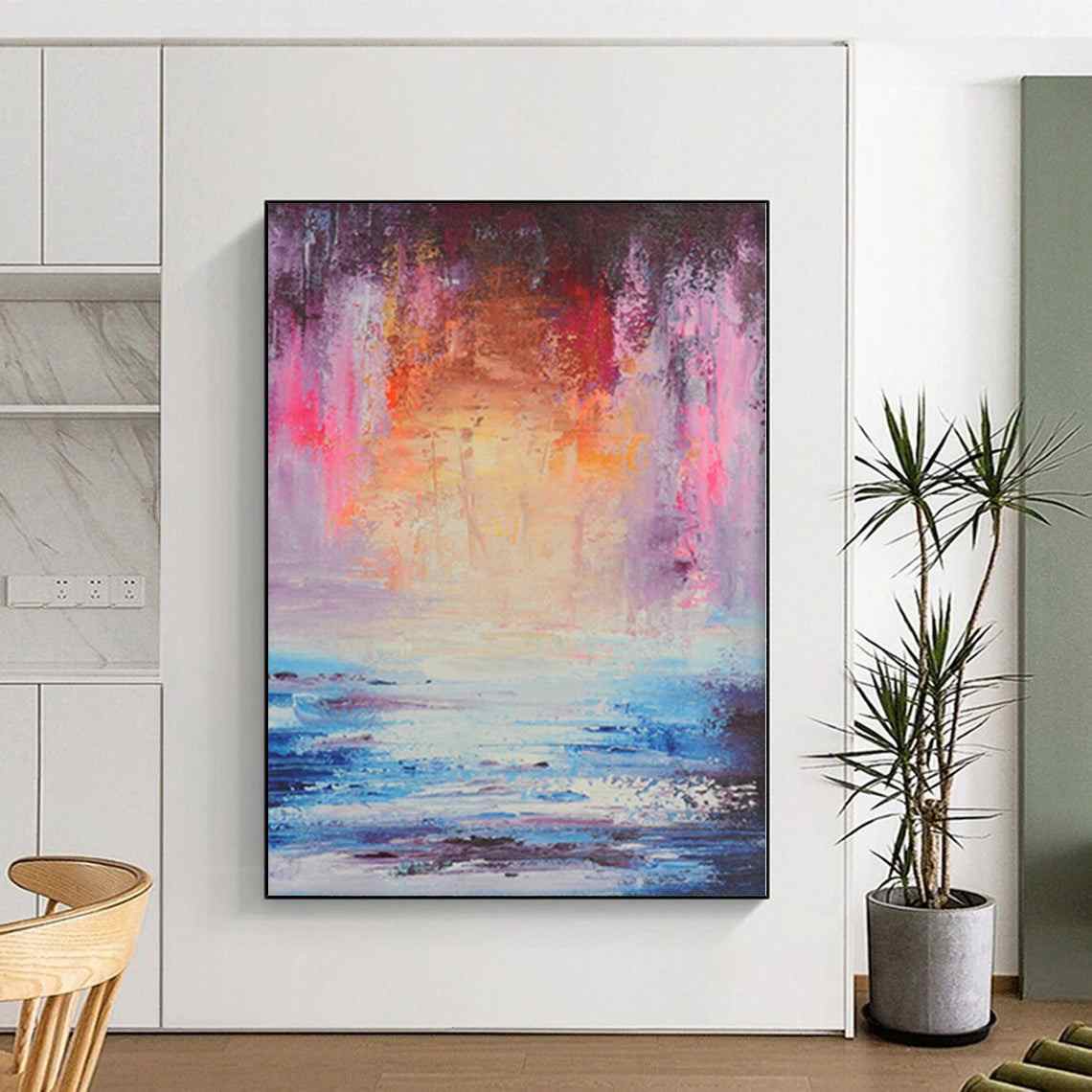 sunset seaside abstract acrylic design 7